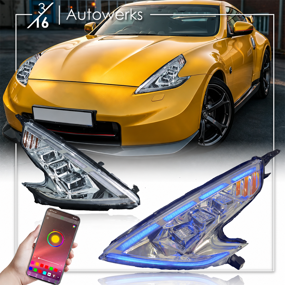 RGB Flow Series Chrome Headlights for Nissan 370z Z34 316 Autowerks