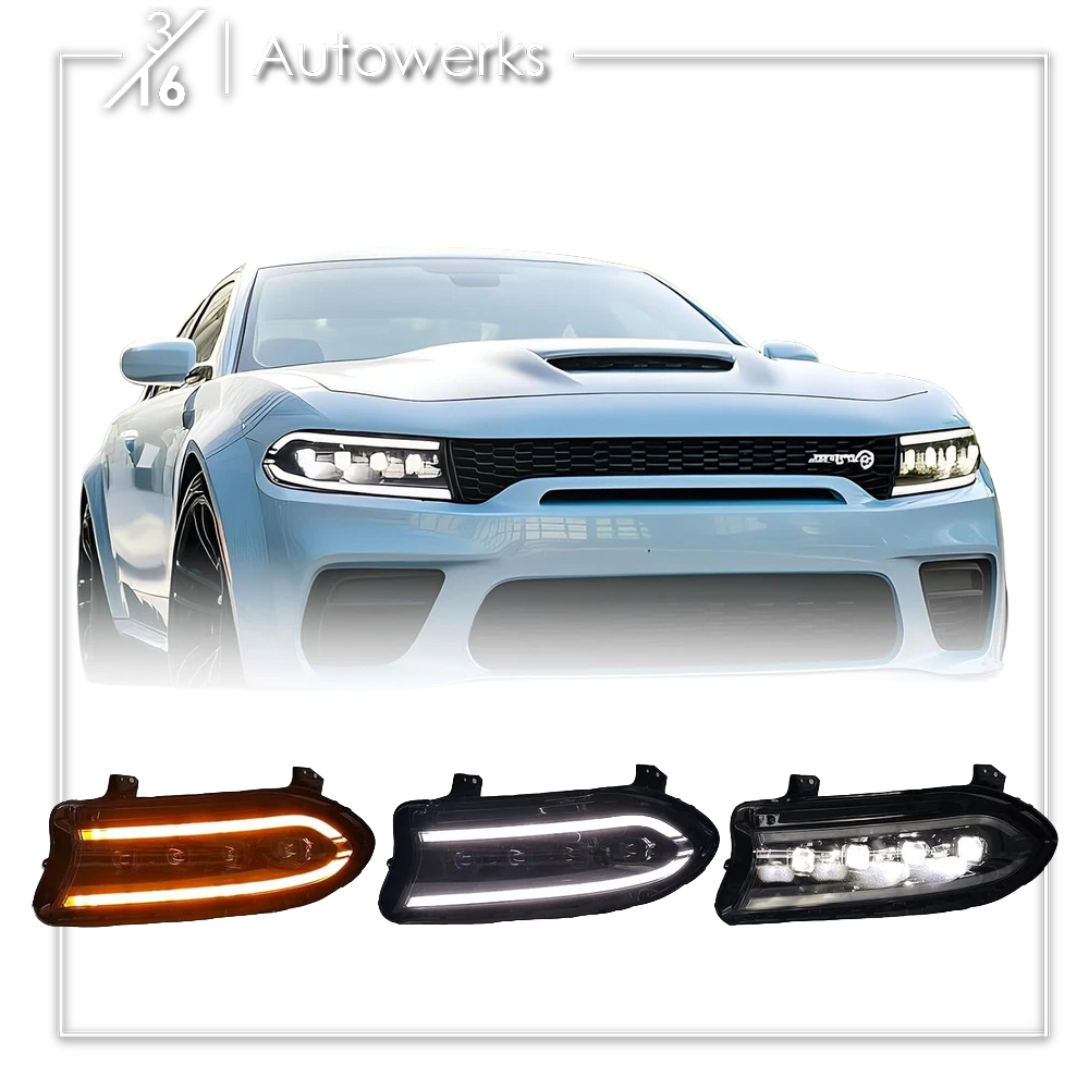 Upgraded Quad-Projector Sequential Headlights for 2015-2023 Dodge Charger 316 Autowerks
