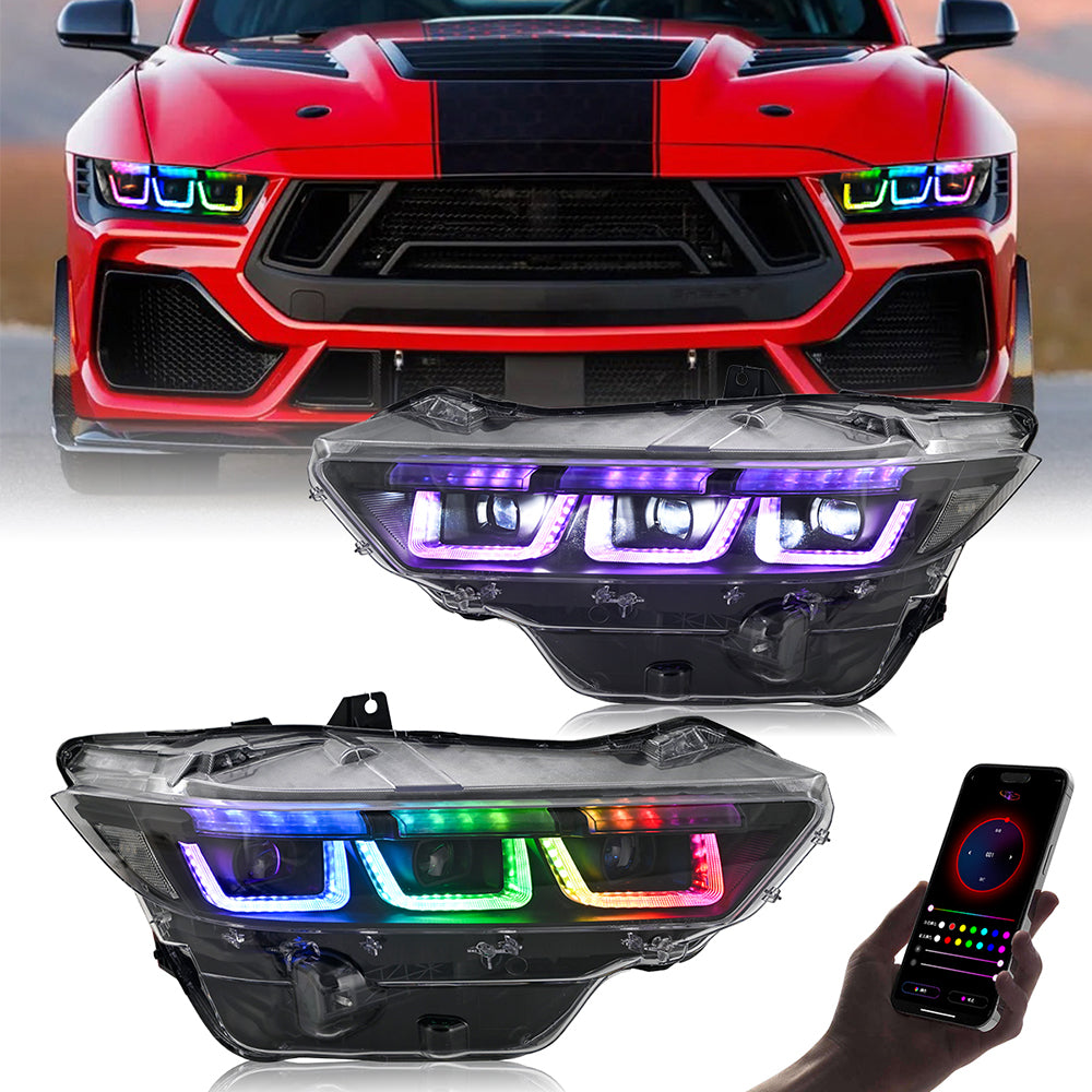 RGB Flow Series Headlights for 2024+ Ford Mustang 316 Autowerks