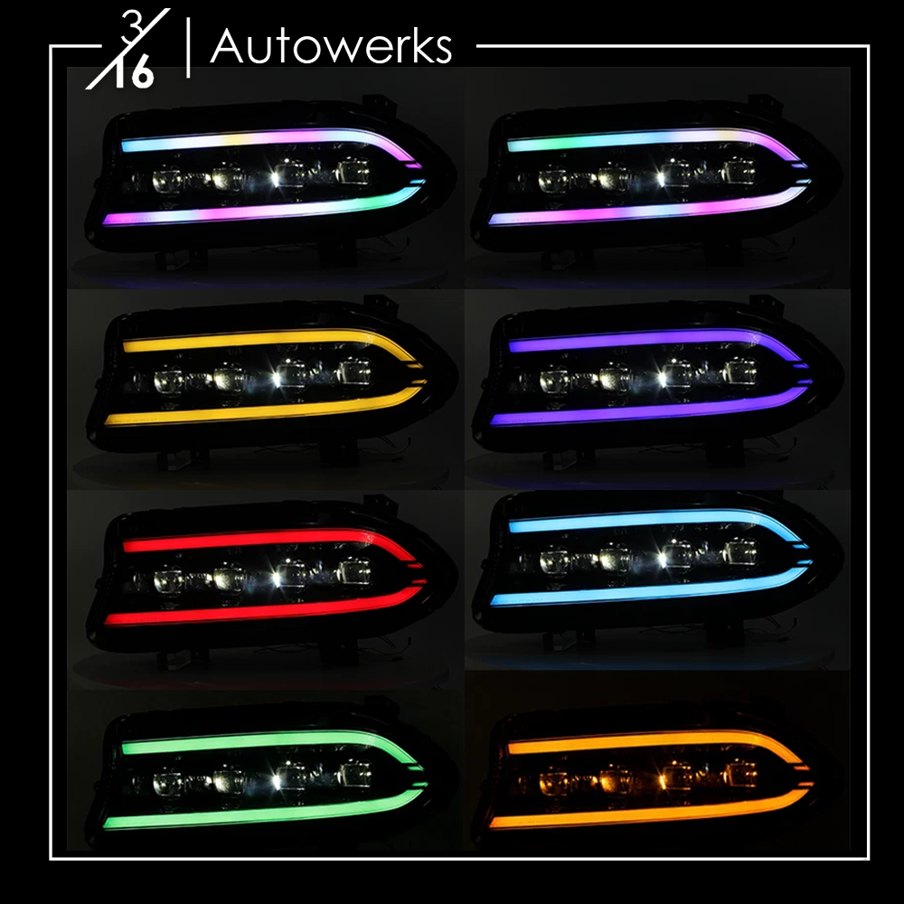 Upgraded Quad-Projector RGB Flow-Series Headlights for 2015-2023 Dodge Charger 316 Autowerks